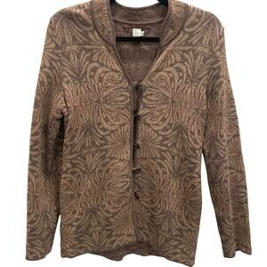 Peruvian Connection Pima Cotton Tapestry Cardigan Sweater Jacket S EUC